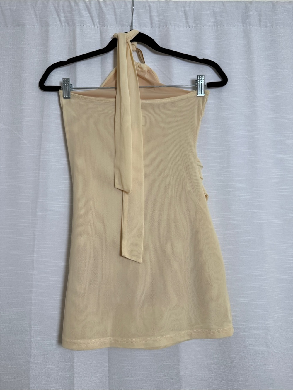 Peppermayo Cream Halter Mini Dress Ruched Bodycon Open Back | Size S - Picture 11 of 12